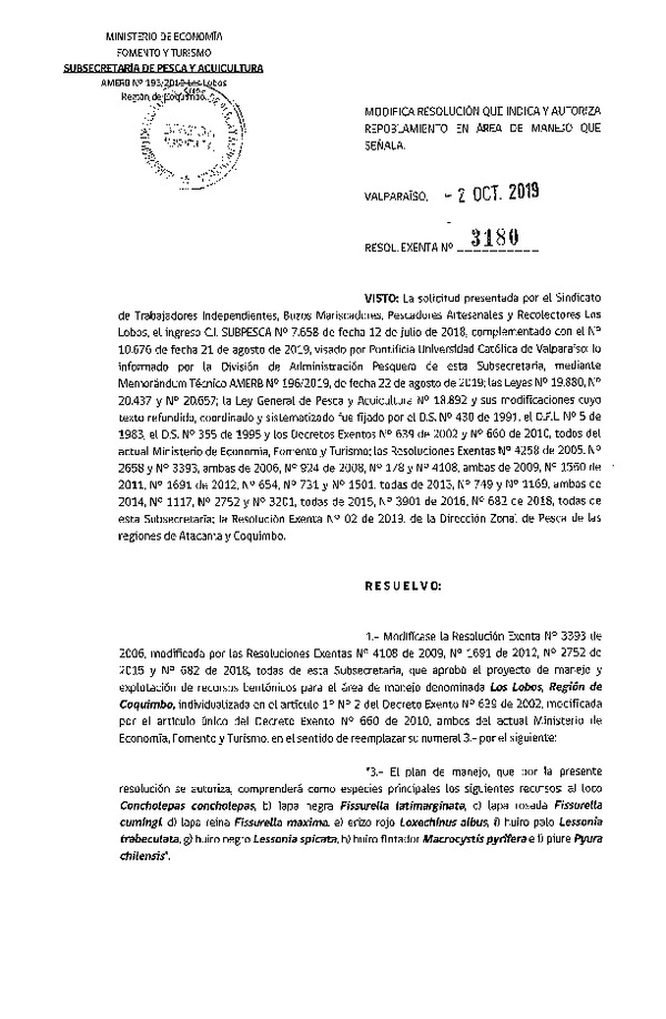 Res. Ex. N° 3180-2019 Autoriza Repoblamiento.