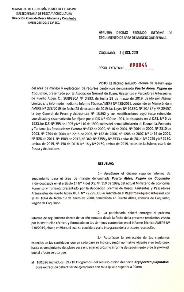 Res. Ex. N° 44-2019 (DZP Atacama y Coquimbo) 12° Seguimiento.