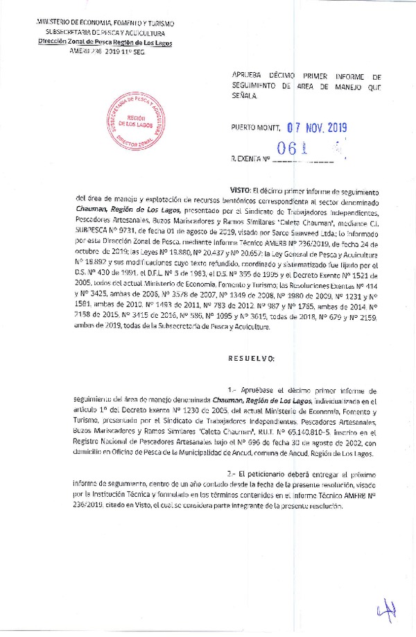 Res. Ex. N° 61-2019 (DZP Región de Los Lagos) Prorroga 11° Seguimiento.