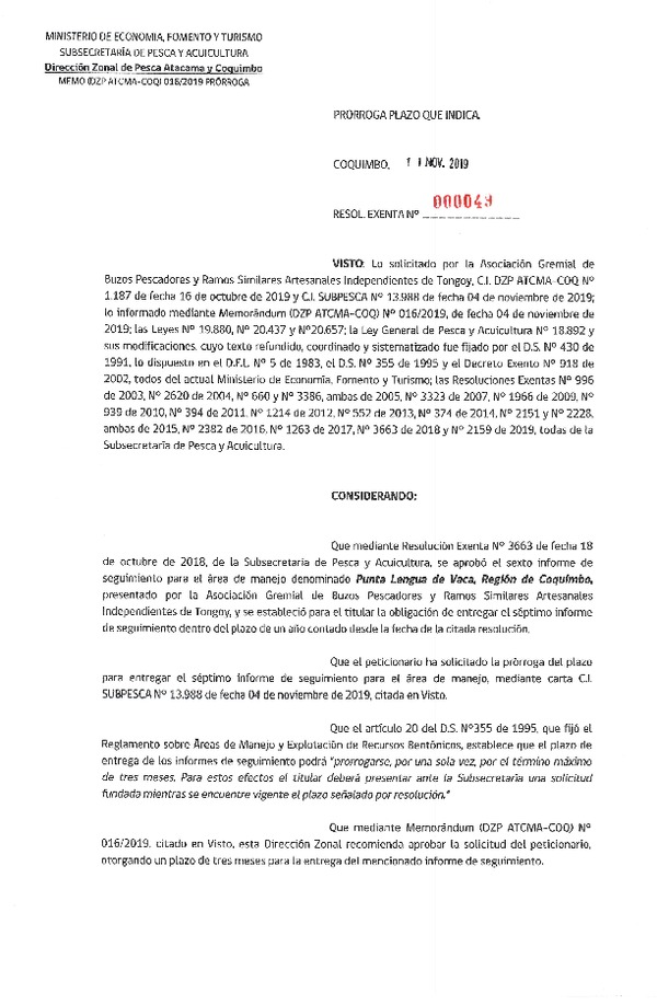 Res. Ex. N° 49-2019 (DZP Atacama y Coquimbo) Prorroga 7° Seguimiento.