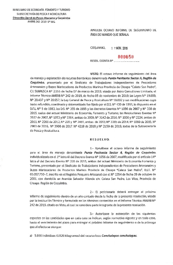 Res. Ex. N° 50-2019 (DZP Atacama y Coquimbo) 8° Seguimiento.