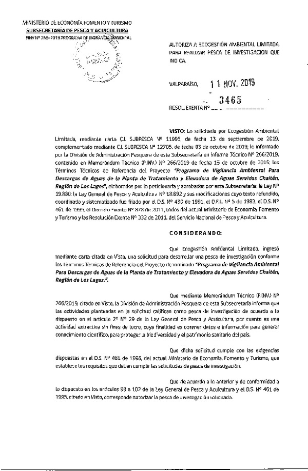 Res. Ex. N° 3465-2019 PVA Región de Los Lagos.