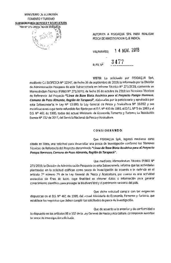 Res. Ex. N° 3477-2019 Línea de base biota acuática.