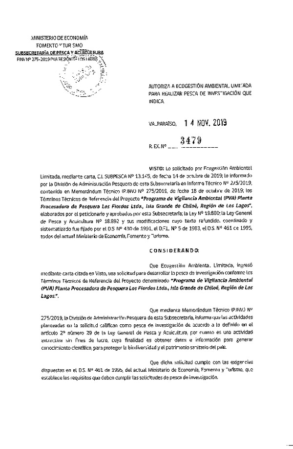 Res. Ex. N° 3479-2019 PVA Región de Los Lagos.