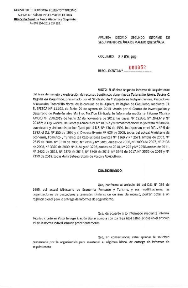 Res. Ex. N° 52-2019 (DZP Atacama y Coquimbo) 12° Seguimiento.