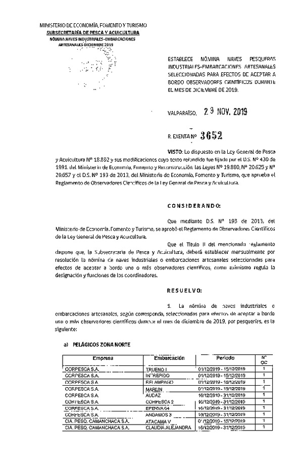 Res. Ex. Nº 3652-2019 Naves mes de diciembre de 2019.