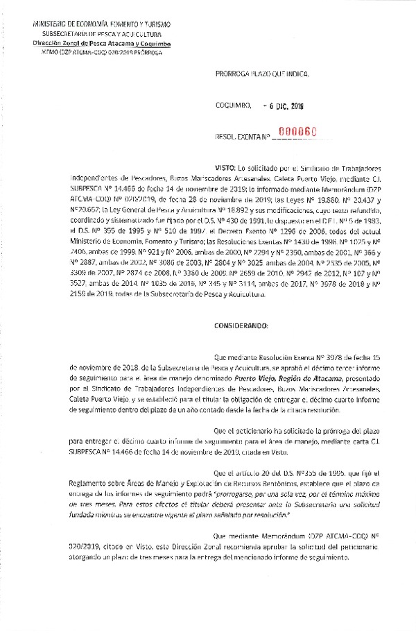 Res. Ex. N° 60-2019 (DZP Atacama y Coquimbo) Prorroga 14° Seguimiento.