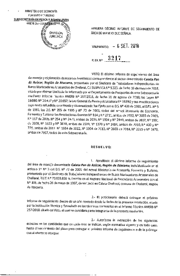 Res. Ex. N° 3217-2018 10° Seguimiento.
