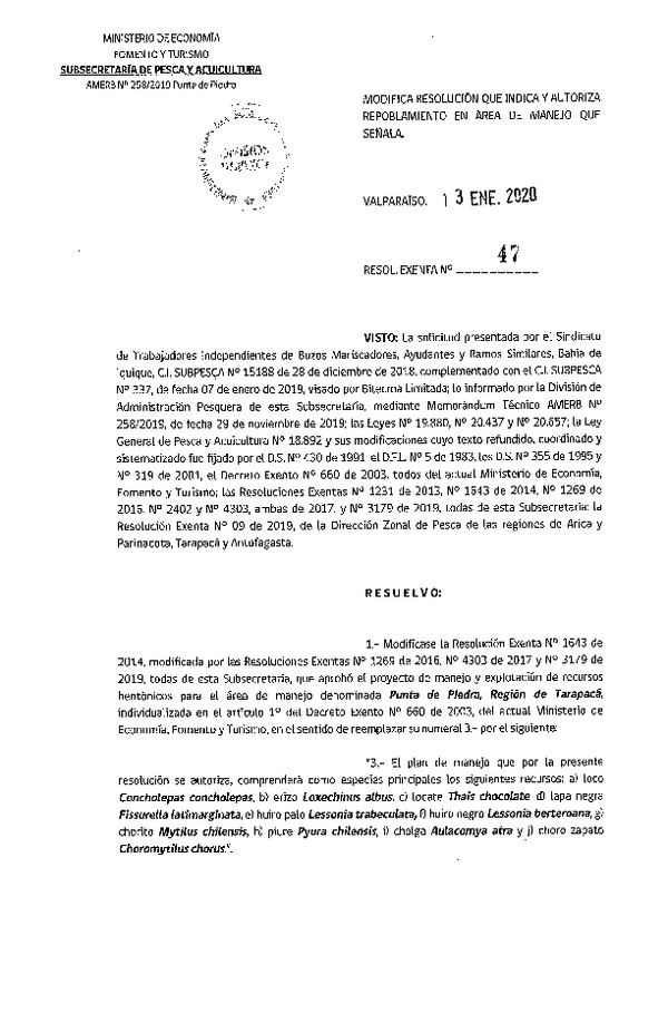 Res. Ex. N° 47-2020 Autoriza Repoblamiento.