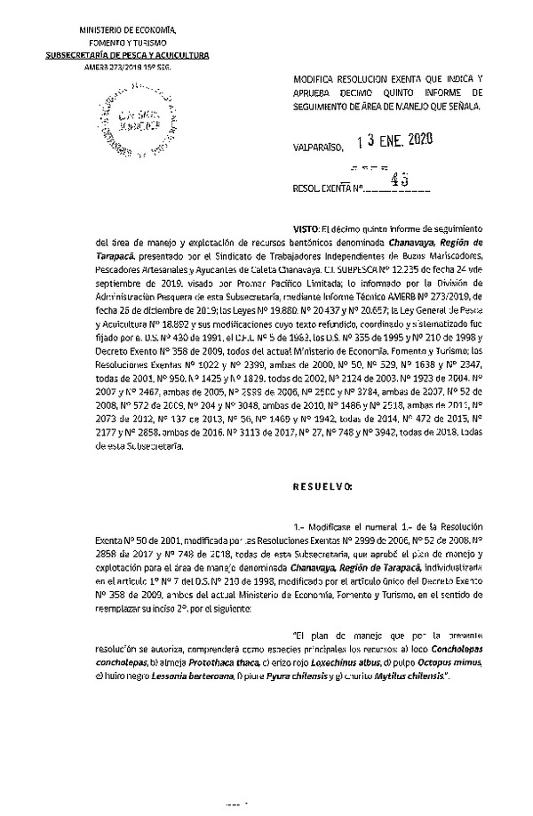 Res. Ex. N° 45-2020 15° Seguimiento.