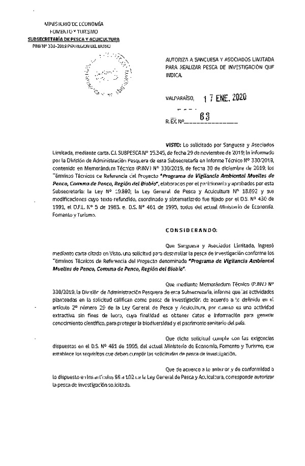 Res. Ex. N° 63-2020 PVA Región del Biobío.
