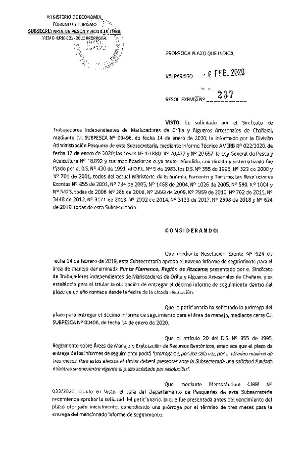 Res. Ex. N° 237-2020, Prorroga plazo que indica.