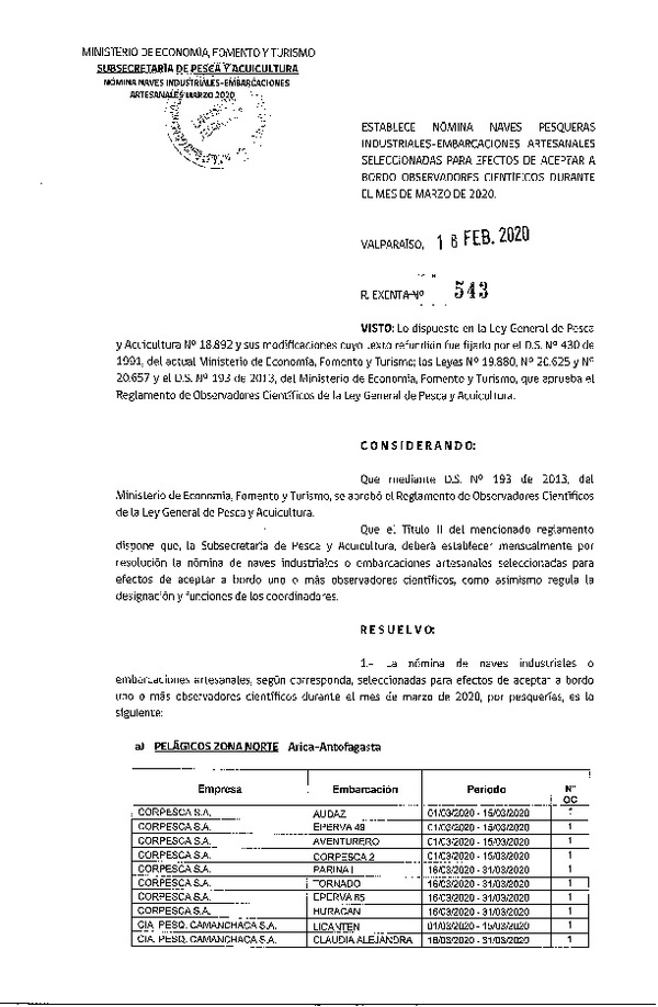 Res. Ex. Nº 543-2020 Naves mes de marzo de 2020.