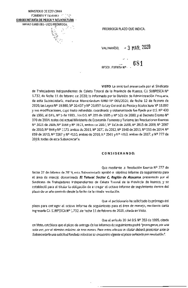 Res. Ex. N° 681-2020 Prorroga 8° Seguimiento. (Publicado en Página Web 04-03-2020).