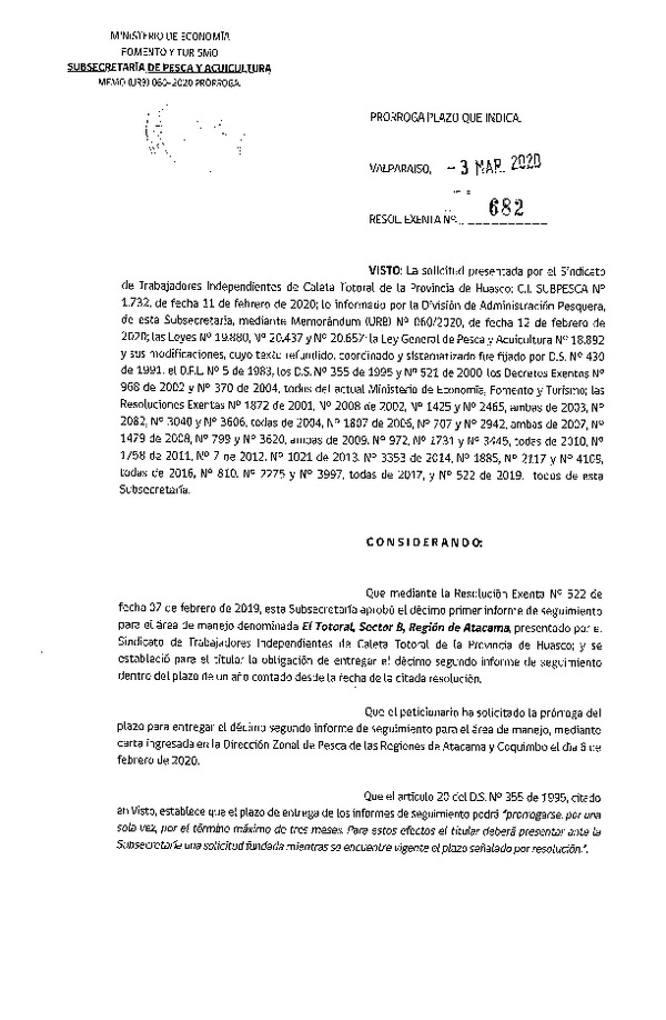 Res. Ex. N° 682-2020 Prorroga 12° Seguimiento. (Publicado en Página Web 04-03-2020).