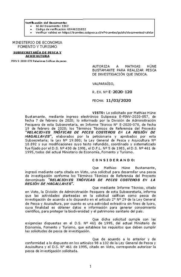 R. EX. Nº E-2020-120 Relaciones tróficas de peces costeros en la región de Magallanes. (Publicado en Página Web 12-03-2020).