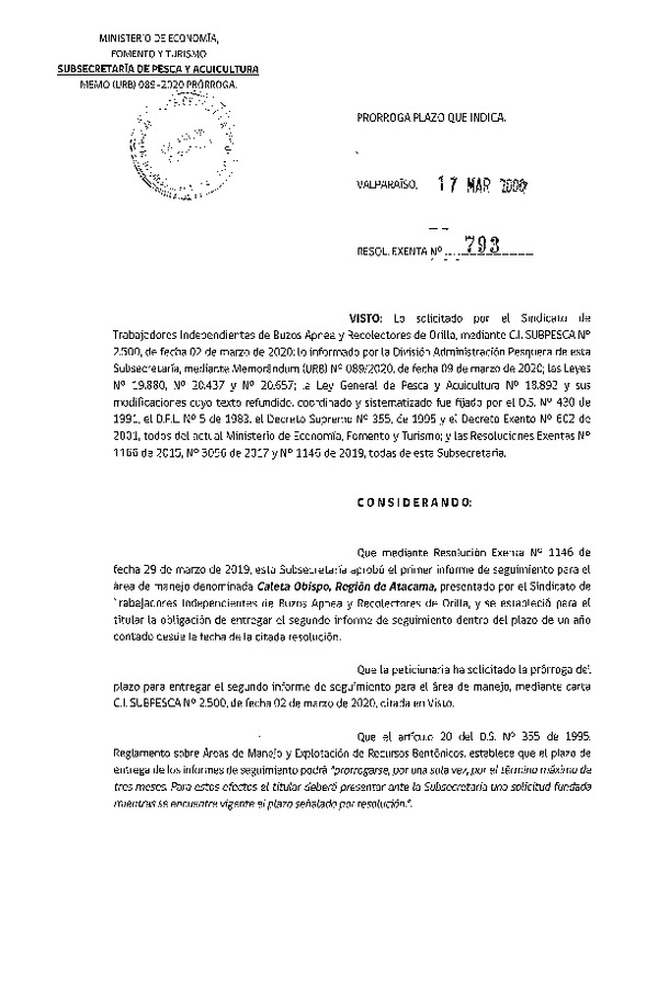 Res. Ex. N° 793-2020 Prorroga 2° Seguimiento. (Publicado en Página Web 18-03-2020)