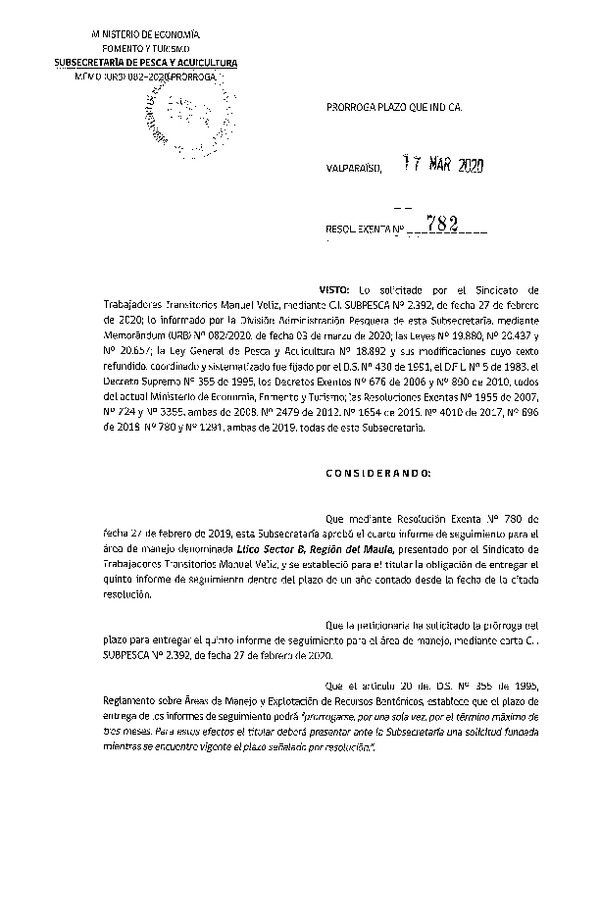 Res. Ex. N° 782-2020 Prorroga 5° Seguimiento. (Publicado en Página Web 18-03-2020)