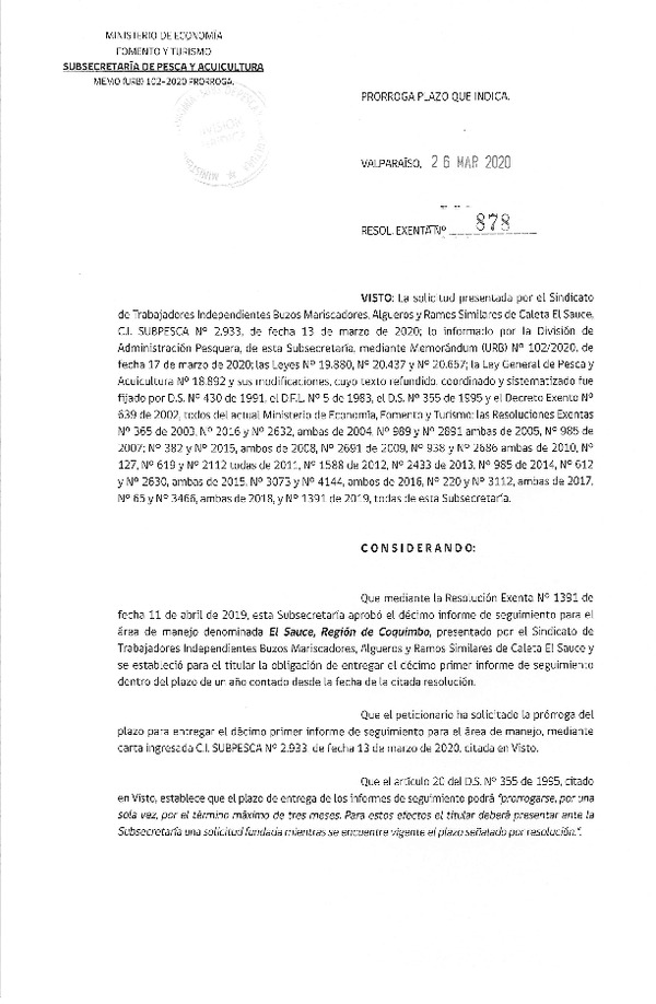 Res. Ex. N° 878-2020 Prorroga 11° Seguimiento. (Publicado en Página Web 27-03-2020)