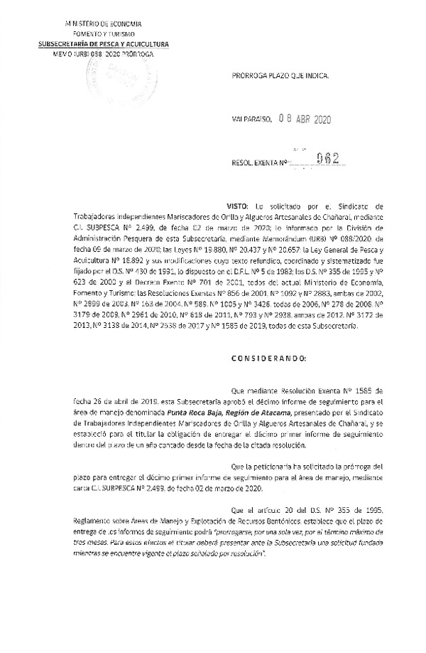 Res. Ex. N° 962-2020 Prorroga 11° Seguimiento. (Publicado en Página Web 14-04-2020)