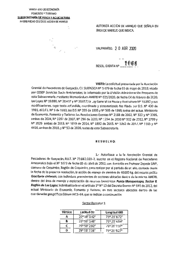 Res. Ex. N° 1066-2020 Acción de Manejo. (Publicado en Página Web 23-04-2020)