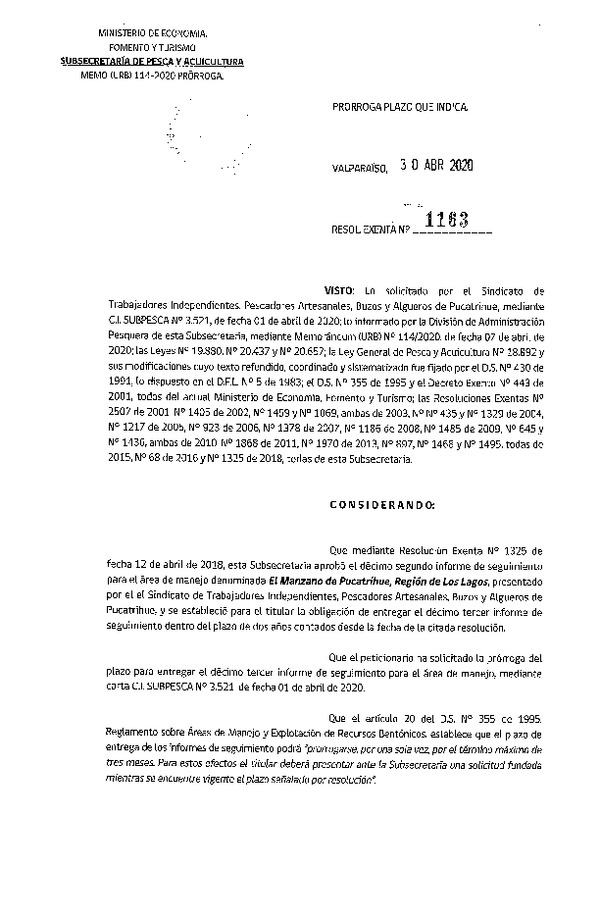 Res Ex N° 1163-2020 Prorroga 13° Seguimiento. (Publicado en Página Web 05-05-2020)