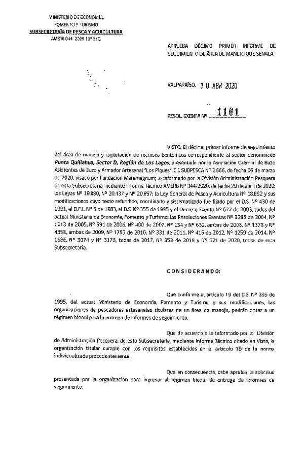 Res Ex N° 1161-2020 11° Seguimiento. (Publicado en Página Web 05-05-2020)