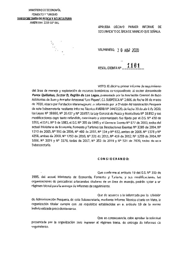 Res Ex N° 1161-2020 11° Seguimiento. (Publicado en Página Web 05-05-2020)