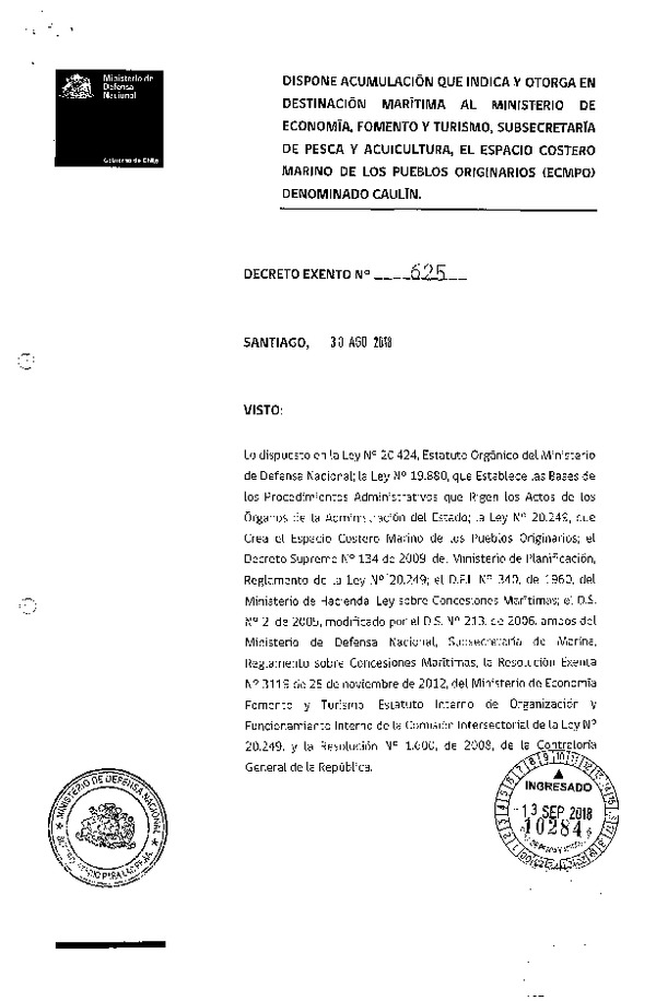 Decreto de regulación marina Caulín