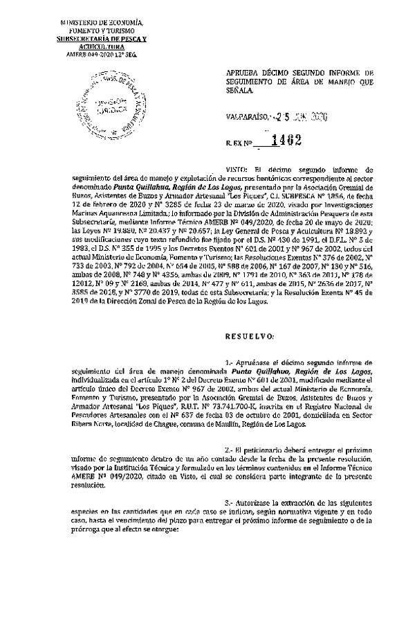 Res. Ex. N° 1462-2020 12° Seguimiento. (Publicado en Página Web 02-07-2020)