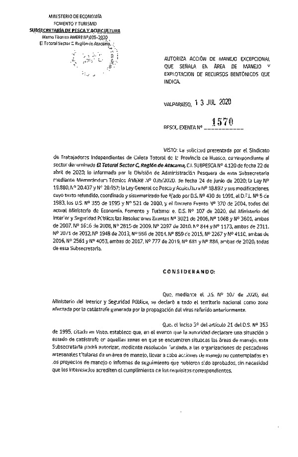Res. Ex. N° 1570-2020 Acción de Manejo. (Publicado en Página Web 14-07-2020)
