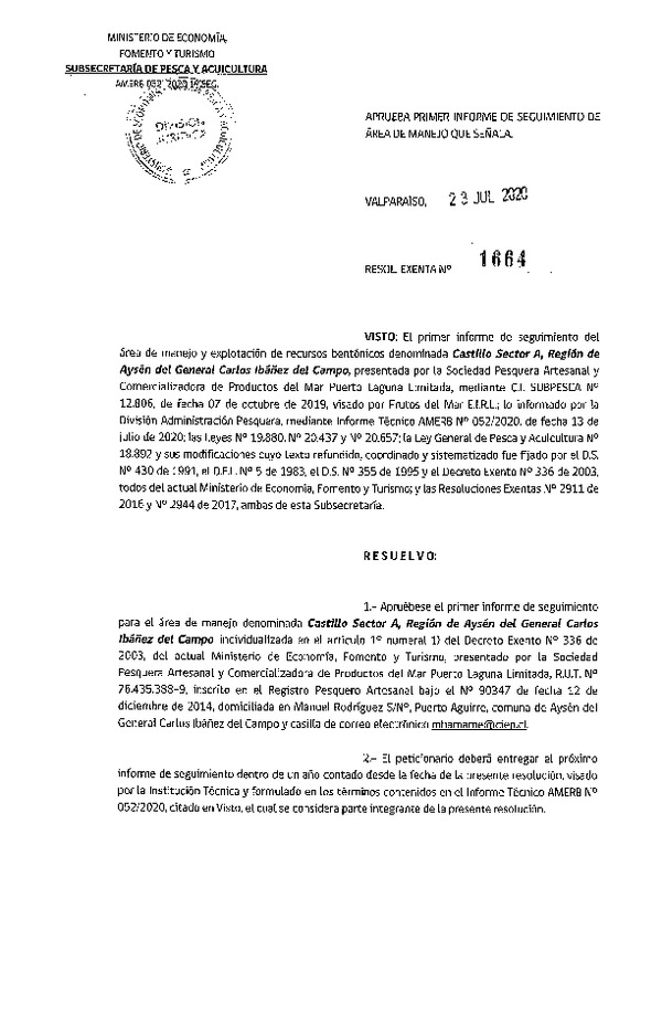 Res. Ex. N° 1664-2020 1° Seguimiento. (Publicado en Página Web 29-07-2020)