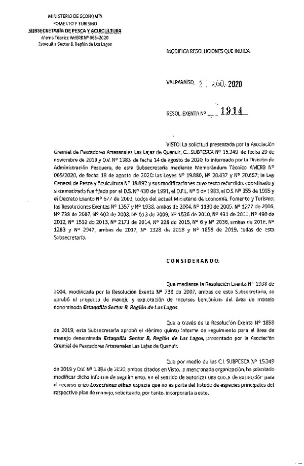 Res. Ex. N° 1914-2020 Modifica Resoluciones que Indica. (Publicado en Página Web 02-09-2020)