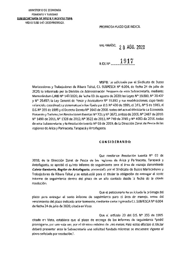 Res. Ex. N° 1917-2020 Prorroga 6° Seguimiento. (Publicado en Página Web 02-09-2020)