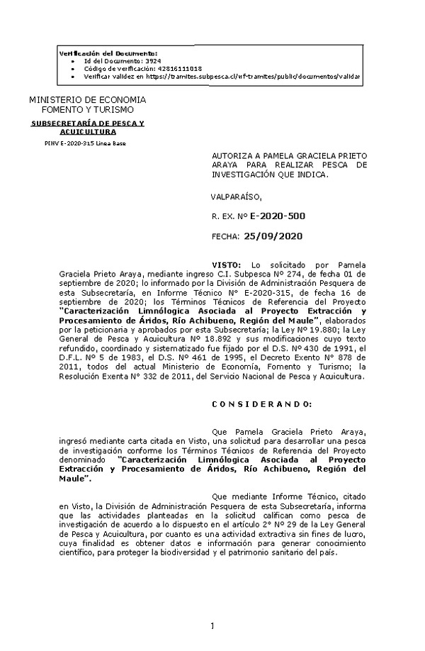 R. EX. Nº E-2020-500 Caracterización Limnólogica Asociada al Proyecto Extracción y Procesamiento de Áridos, Río Achibueno, Región del Maule. (Publicado en Página Web 28-09-2020)