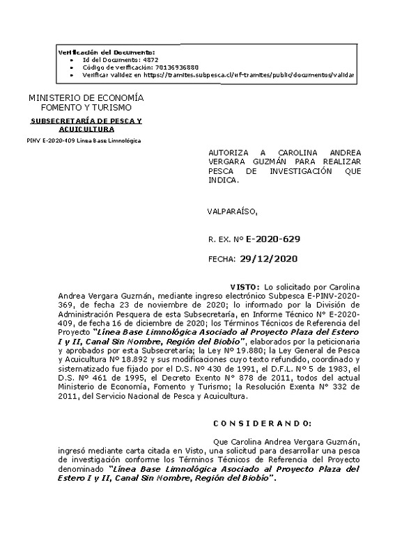 R. EX. Nº E-2020-629 Línea Base Limnológica Asociado al Proyecto Plaza del Estero I y II, Canal Sin Nombre, Región del Biobío. (Publicado en Página Web 30-12-2020)