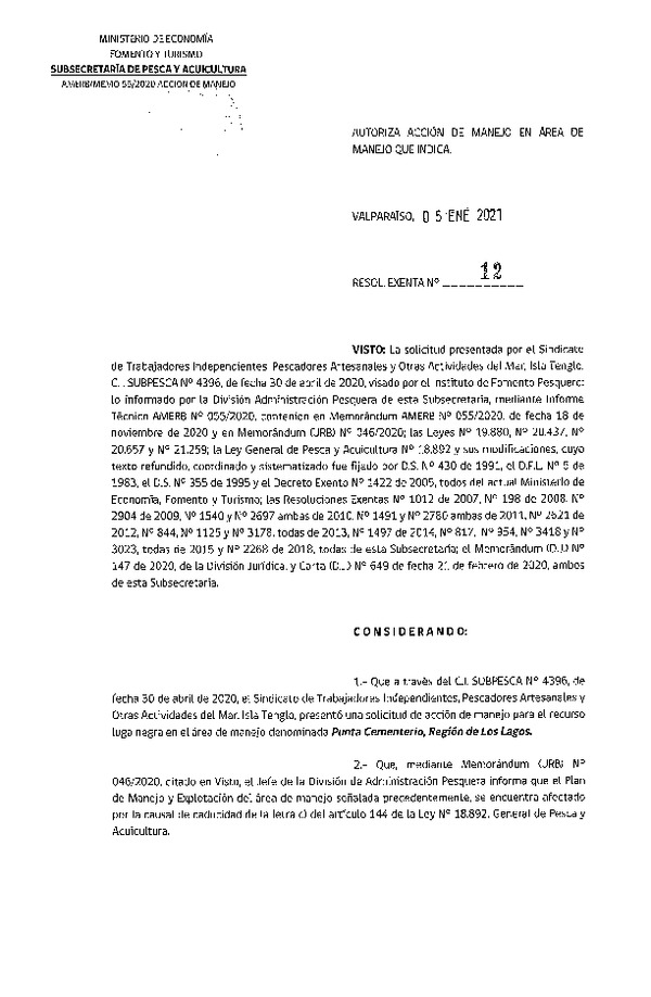 Res. Ex. N° 12-2021 Acción de Manejo. (Publicado en Página Web 07-01-2021)