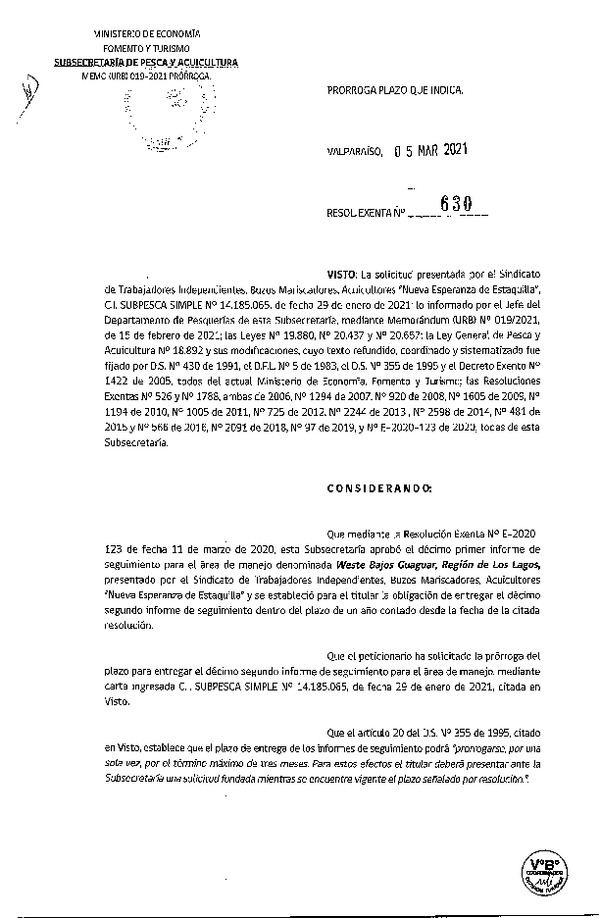 Res. Ex. N° 630-2021 Prorroga 12° Seguimiento. (Publicado en Página web 09-03-2021).