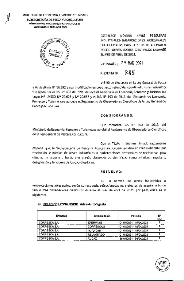 Res. Ex. Nº 865-2021 Naves mes de abril de 2021.