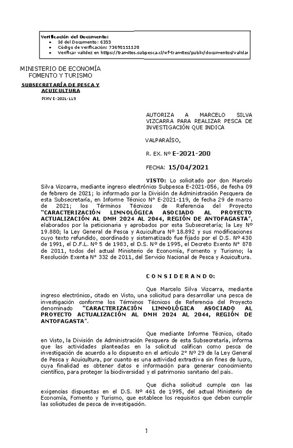 R. EX. Nº E-2021-200 CARACTERIZACIÓN LIMNOLÓGICA ASOCIADO AL PROYECTO ACTUALIZACIÓN AL DMH 2024 AL 2044, REGIÓN DE ANTOFAGASTA. (Publicado en Página Web 15-04-2021)