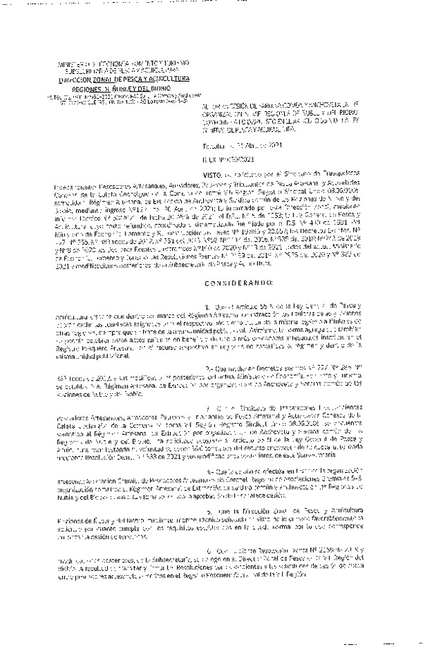 Res. Ex. N° 050-2021 (DZP Ñuble y del Biobío) Autoriza cesión Sardina Común y Anchoveta Región de Ñuble-Biobío (Publicado en Página Web 22-04-2021)