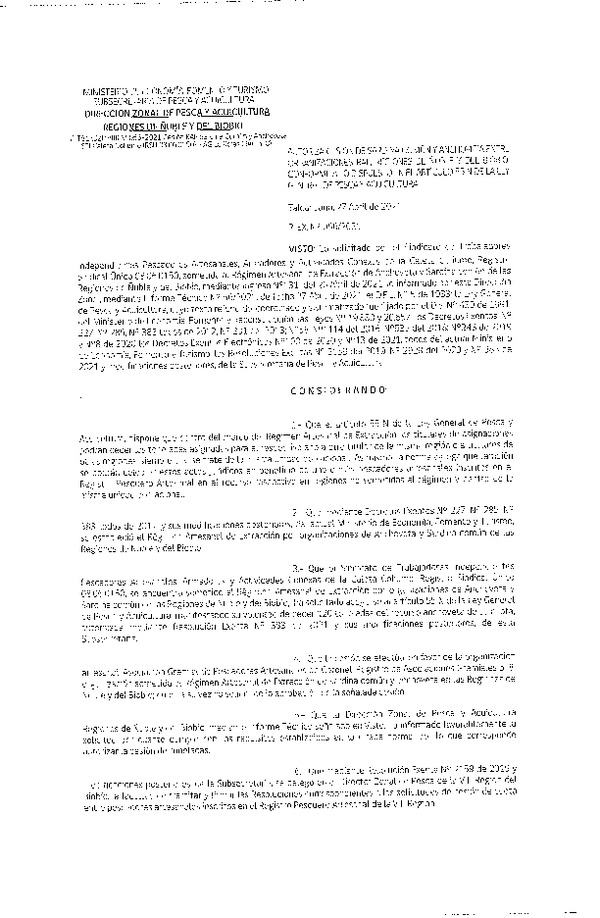 Res. Ex. N° 056-2021 (DZP Ñuble y del Biobío) Autoriza cesión Sardina Común y Anchoveta Región de Ñuble-Biobío (Publicado en Página Web 27-04-2021)
