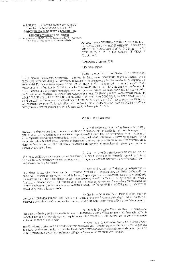 Res. Ex. N° 072-2021 (DZP Ñuble y del Biobío) Autoriza cesión Sardina Común y Anchoveta Región de Ñuble-Biobío (Publicado en Página Web 03-06-2021)