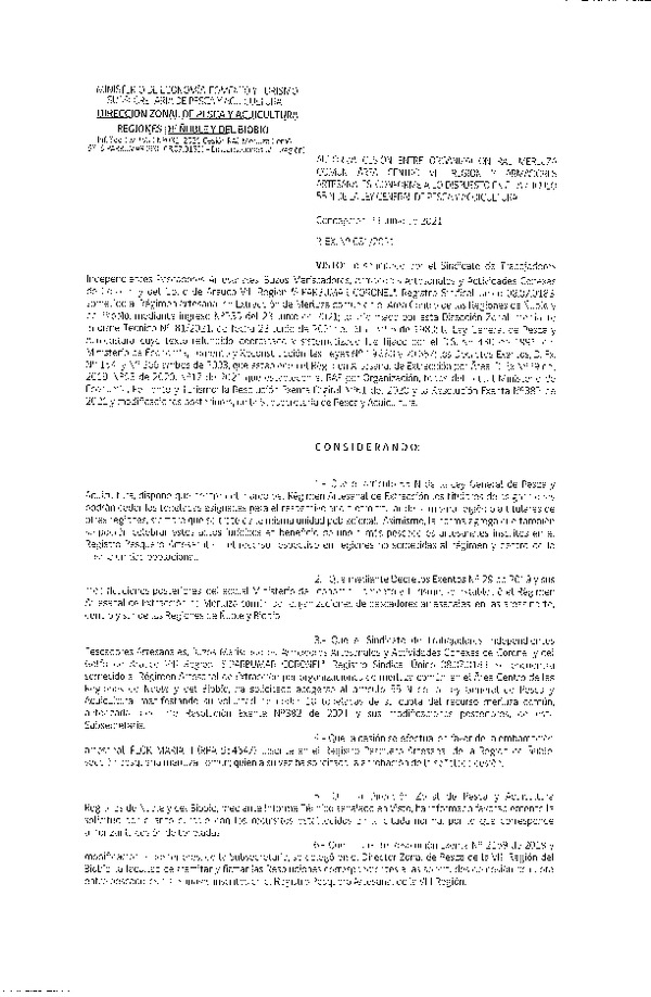 Res. Ex. N° 081-2021 (DZP Ñuble y del Biobío) Autoriza cesión Merluza Común. (Publicado en Página Web 24-06-2021)