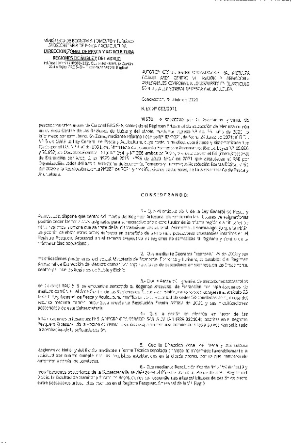 Res. Ex. N° 083-2021 (DZP Ñuble y del Biobío) Autoriza cesión Merluza Común. (Publicado en Página Web 25-06-2021)