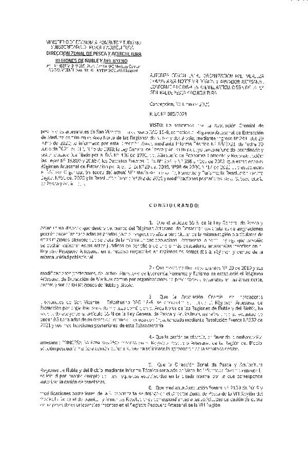 Res. Ex. N° 085-2021 (DZP Ñuble y del Biobío) Autoriza cesión Merluza Común. (Publicado en Página Web 001-07-2021)