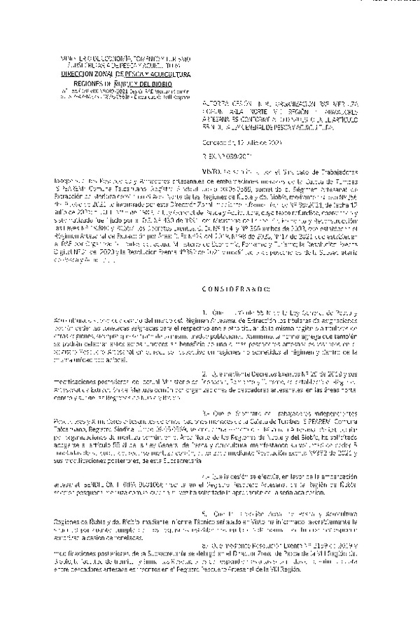 Res. Ex. N° 089-2021 (DZP Ñuble y del Biobío) Autoriza cesión Merluza Común. (Publicado en Página Web 12-07-2021)