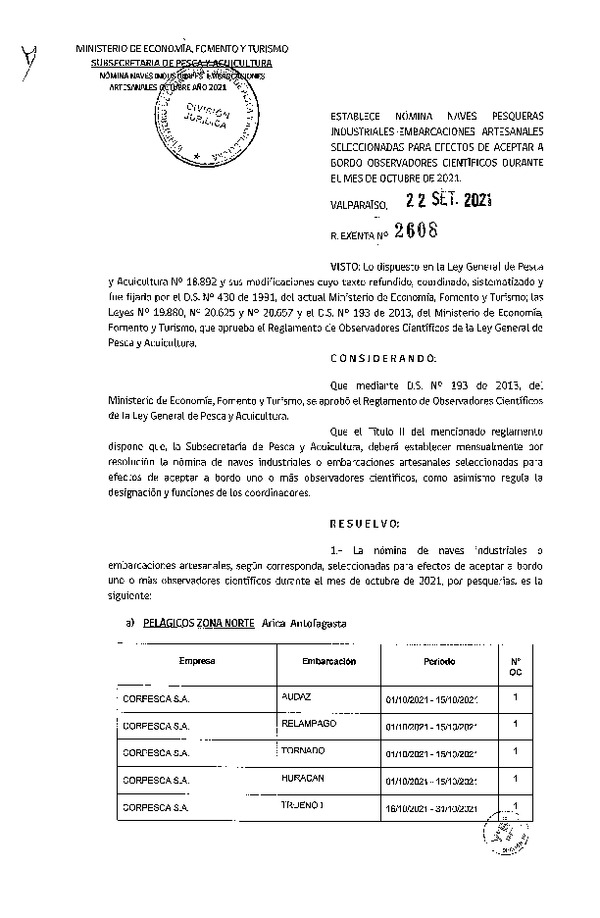 Res. Ex. Nº 2608-2021 Naves mes de octubre de 2021.