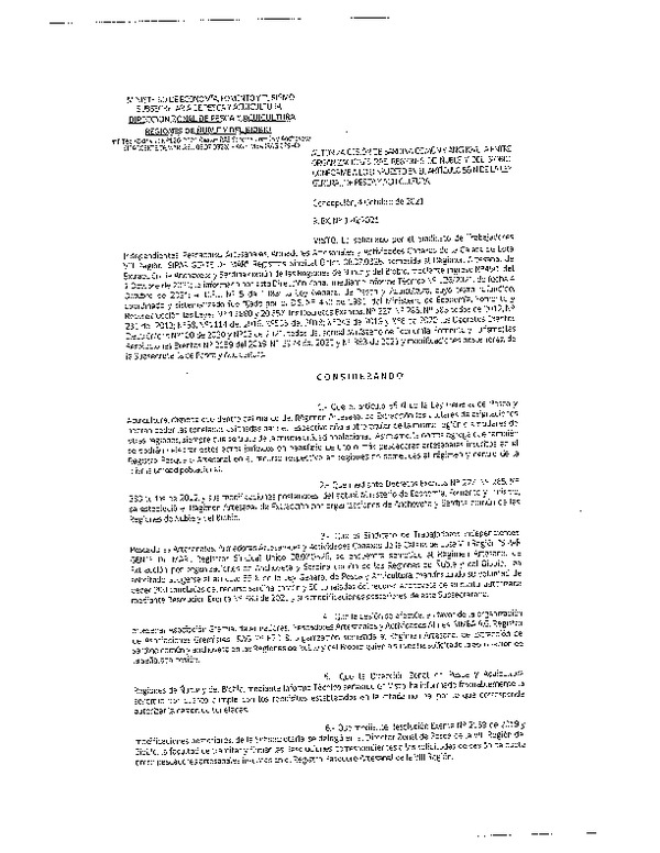 Res. Ex. N° 126-2021 (DZP Ñuble y del Biobío) Autoriza cesión Sardina Común y Anchoveta Región de Ñuble-Biobío (Publicado en Página Web 04-10-2021)