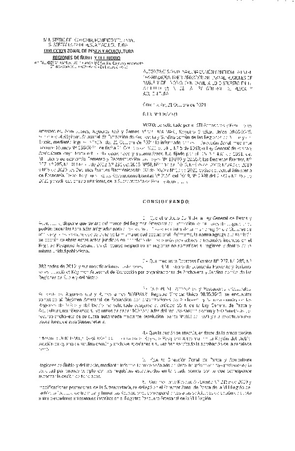 Res. Ex. N° 136-2021 (DZP Ñuble y del Biobío) Autoriza cesión Sardina Común y Anchoveta Región de Ñuble-Biobío (Publicado en Página Web 21-10-2021)